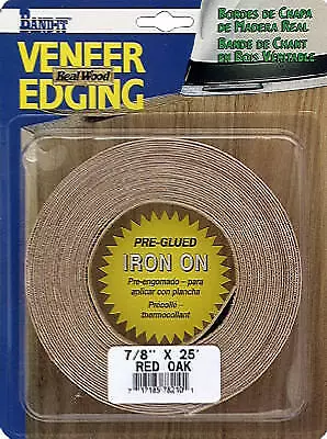 Red Oak Real Wood Veneer Iron-on Edgebanding, 7/8-Inch x 25-Ft. -78210