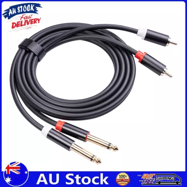 AU 1.5m 2 RCA Male to 2 6.35mm Jack Male Audio Cable 2 to 2 Connector Splitter C