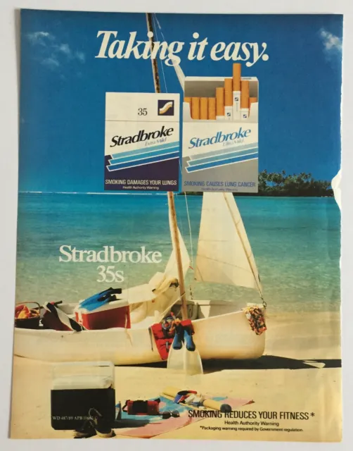 Stradbroke 35's Cigarettes Beach Blue Water Island Boat Esky ~ PRINT AD 1990