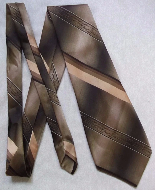 Tie Necktie Mens Vintage Retro Fashion JOHN COLLIER BROWN CREAM STRIPED