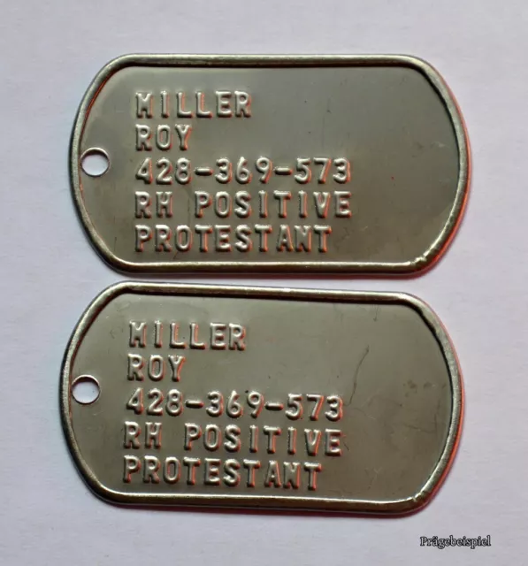 US Erkennungsmarke 2x mit Prägung - DogTag USA Army Hundemarke Armee USMC Gravur 2