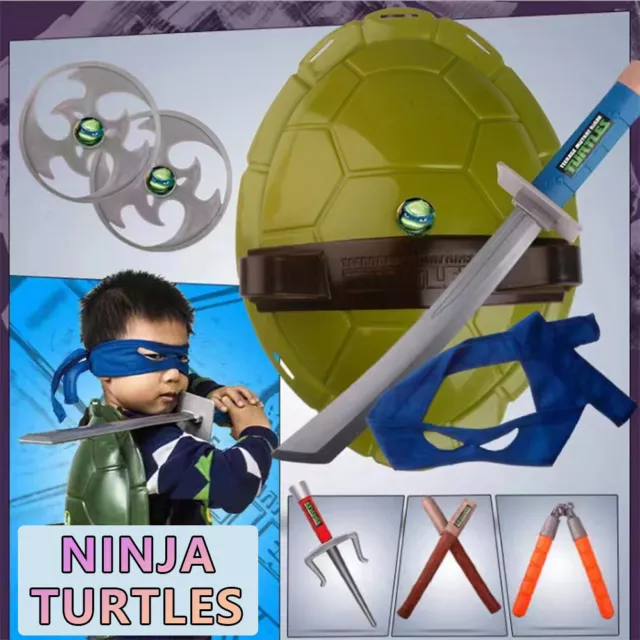 Kids Boys Teenage Mutant Ninja Turtles Party Costume Turtle Back Shell Mask Toys 2