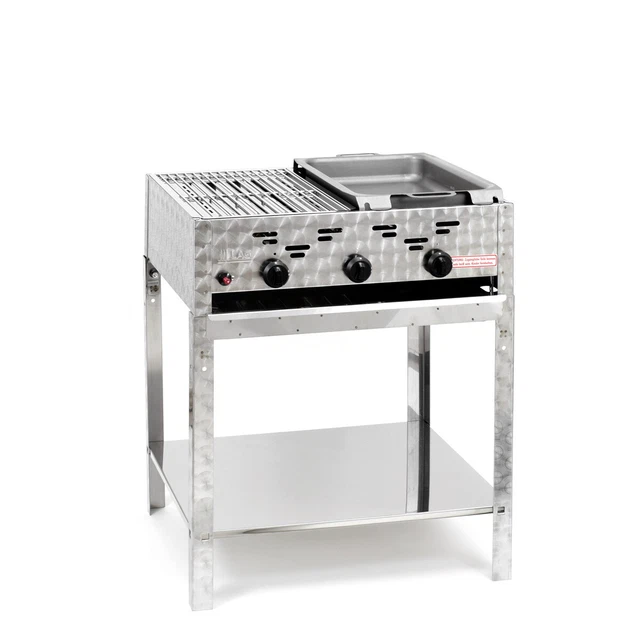 Edelstahl-Brenner Gasgrill Gasbräter stationär 3-flammig 11kW Gastro Neu GT3ST