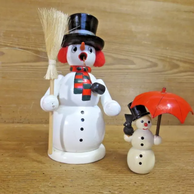 Set Räuchermann Seiffen echt Erzgebirge DDR Schneemann mit Schirm