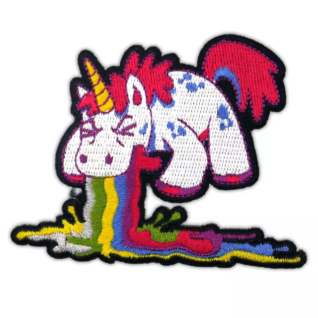 Aufnäher Aufbügler Patch Regenbogen kotzendes Einhorn Alkohol Biker Geschenk