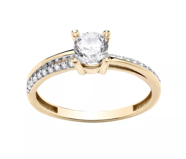 9ct Yellow Gold 0.75ct Simulated Diamond Solitaire Engagement Ring size J to S