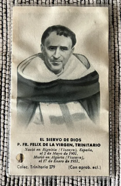 Estampa Reliquia Siervo De Dios P Fr Felix De Lá Virgen Trinitario