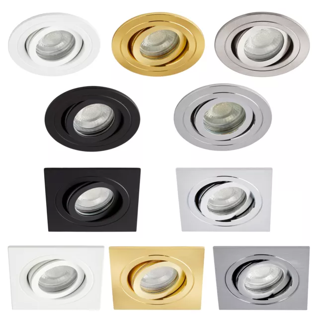 Litecraft Recessed Downlight IP65 Bathroom Tiltable GU10 Spotlight - 7 Colours