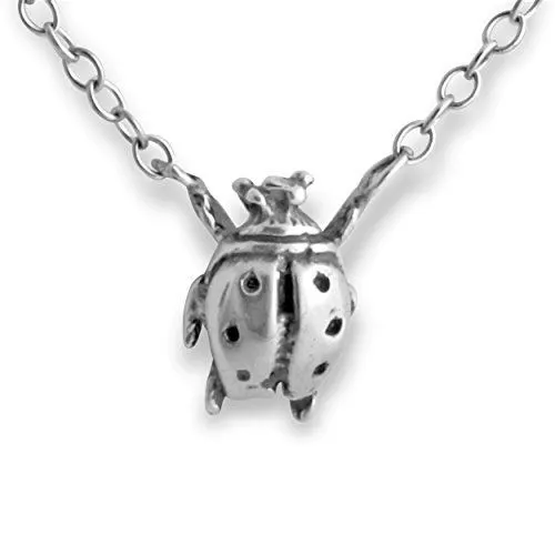 Azaggi 925 Sterling Silver Necklace Ladybug Pendant Flying Insect Bug Jewelry