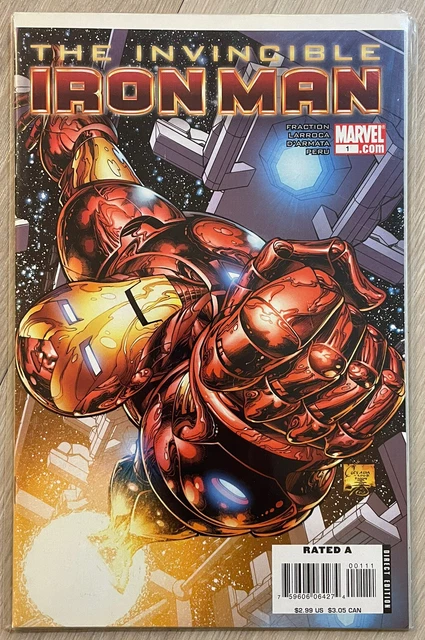 The Invincible Iron Man #1B July 2008 Marvel Comics Fraction Larroca VARIANT NM