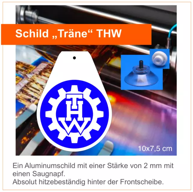 Technisches Hilfswerk THW  Wappen Logo, Schild mit Saugnapf