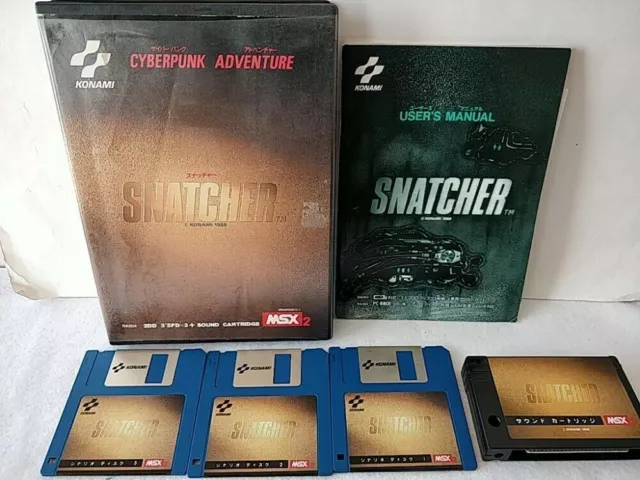 SNATCHER KONAMI MSX MSX2 Game Disk,Sound Cartridge,Manual,Boxed set tested-d0204