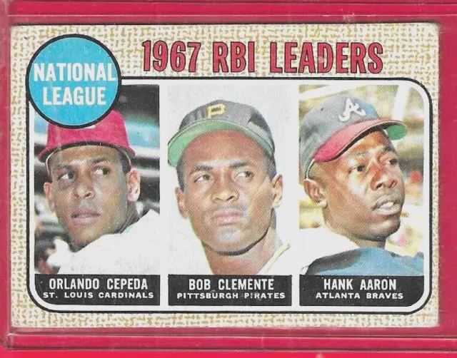 1968 Topps #3 1967 RBI Leaders**ORLANDO CEPEDA, ROBERTO CLEMENTE, HANK AARON**
