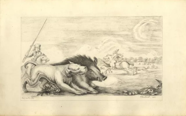 M. Rodbard after Stefano della Bella, Wild Boar Hunt –1803 ink drawing 2