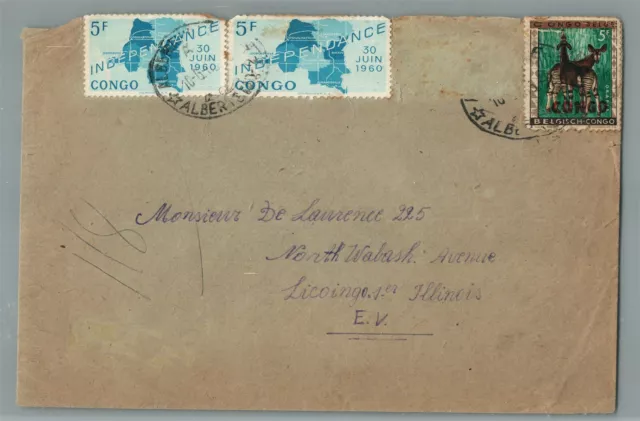 BELGIAN CONGO to USA 196Os VINTAGE COVER w/ STAMPS