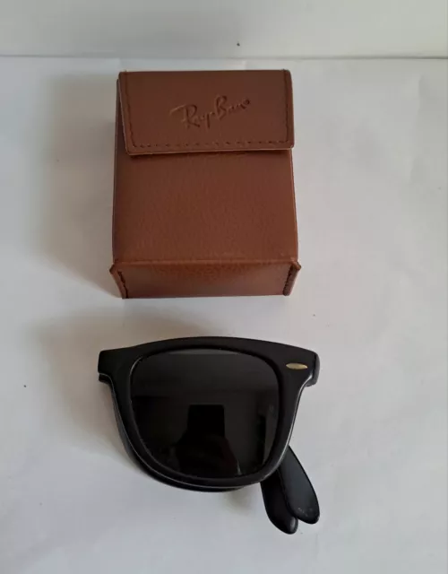 Ray Ban Wayfarer Usa Folding b&l Neri Ottimo Stato Occhiali Da Sole