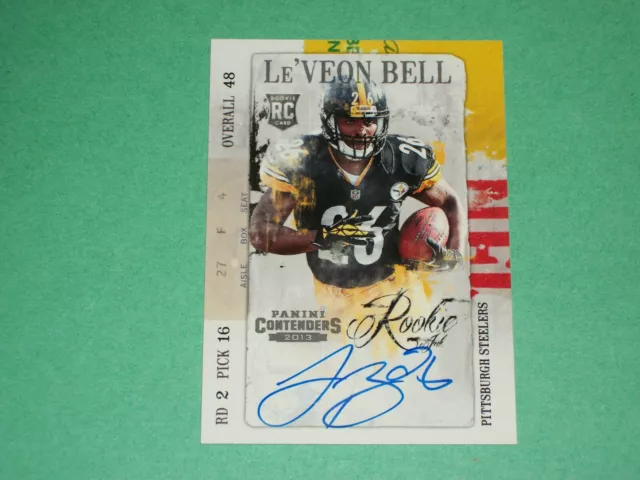 Le'Veon Bell Auto On Card 2013 Contenders Rookie Ink Insert Pittsburgh Steelers!