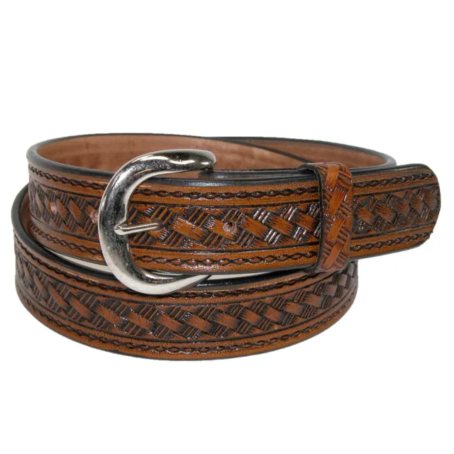 New CTM Men's Leather Western Belt with Removable Buckle