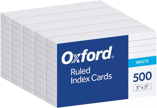 Index Cards, 500 Pack, 3X5 Index Cards, Ruled on Front, Blank on Back, White, 5