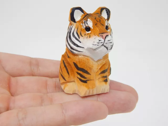 Tiger Figurine Decor Statue Sculpture Wood Cake Top Wall Art Big Cat King Bengal