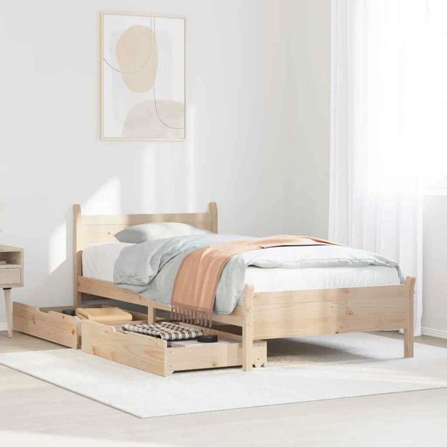 BED FRAME WITHOUT Mattress 90x200 cm Solid Wood Pine vidaXL £226.99