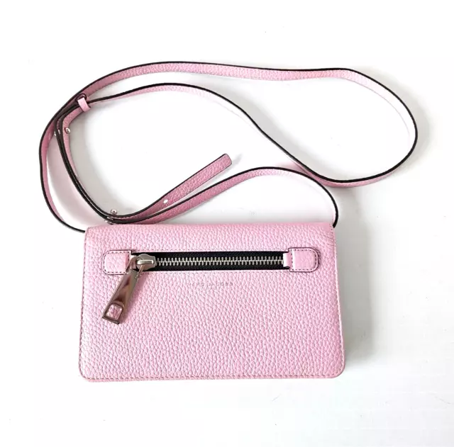 Marc Jacobs Pink Pebble Leather Gotham Crossbody Wallet on Strap Bag