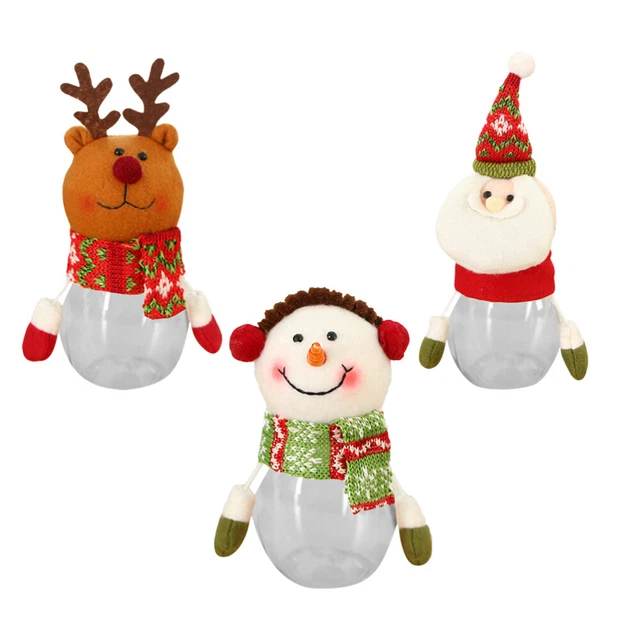 3 Pcs Ornement Du Père Noël Bonbonnière De Noël Récipient Transparent Sucré