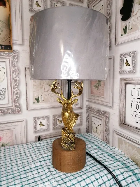 Upcycled Stag On Plinth, Solid Wood Base Lamp..