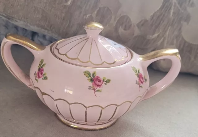 Vintage Sadler? Ditzy Rose Pink Oval Sugar Bowl