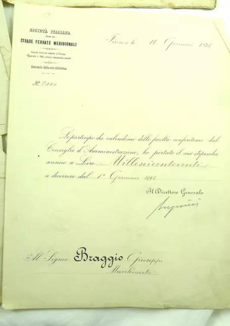 Antico Ferrovia Treno Locomotiva Strade Ferrate Meridionali Firenze 1896