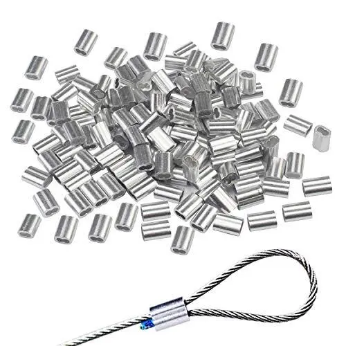 Aluminum Crimping Loop Sleeve Cable Crimp for 3/16 Inch Diameter Double Ferrule