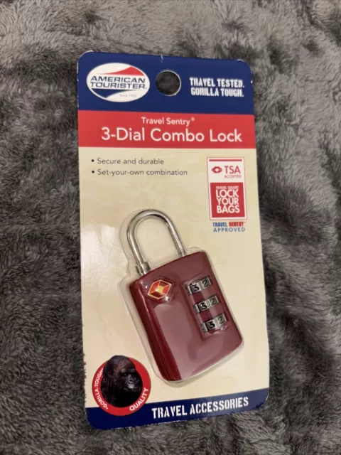 TSA Travel Sentry Approved RED AMERICAN TOURISTER Luggage 3 DIAL COMBO Lock New