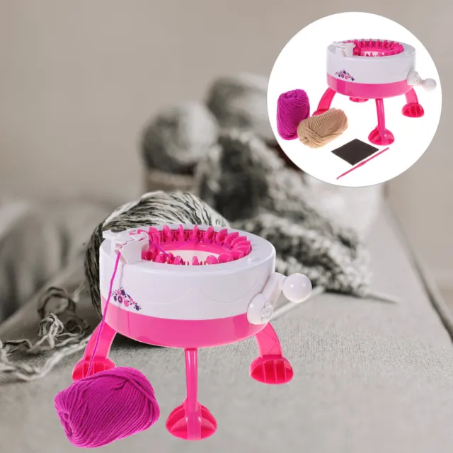 Juguete de punto de plástico para niños máquina de tejer con agujas máquina de pompones