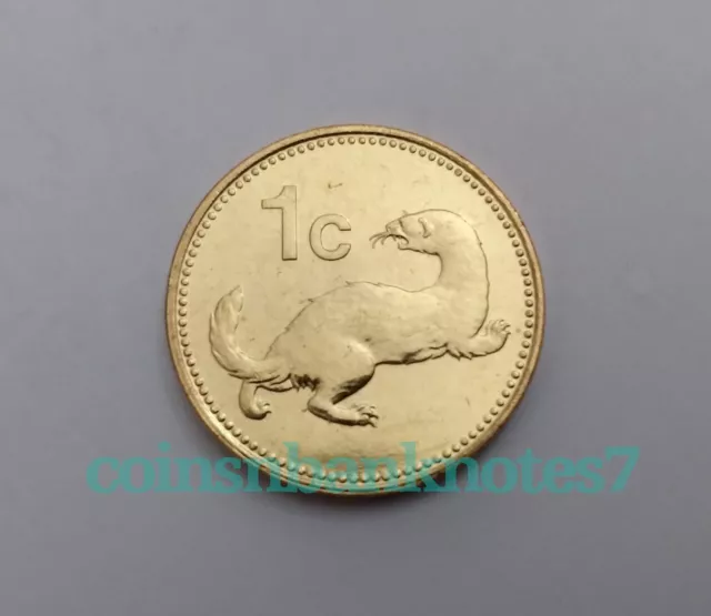 1998 Malta 1 Cent Coin, KM93 Uncirculated / Weasel
