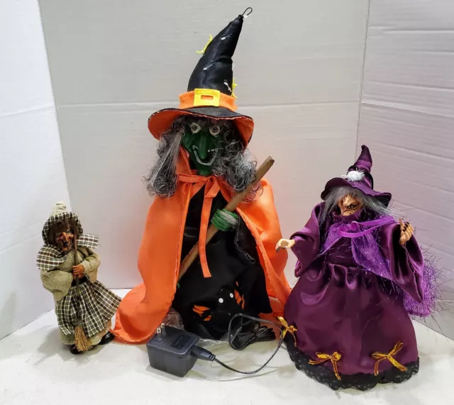 Lot of 3 Scary Witch Figures Fiber Optic Spooky Halloween
