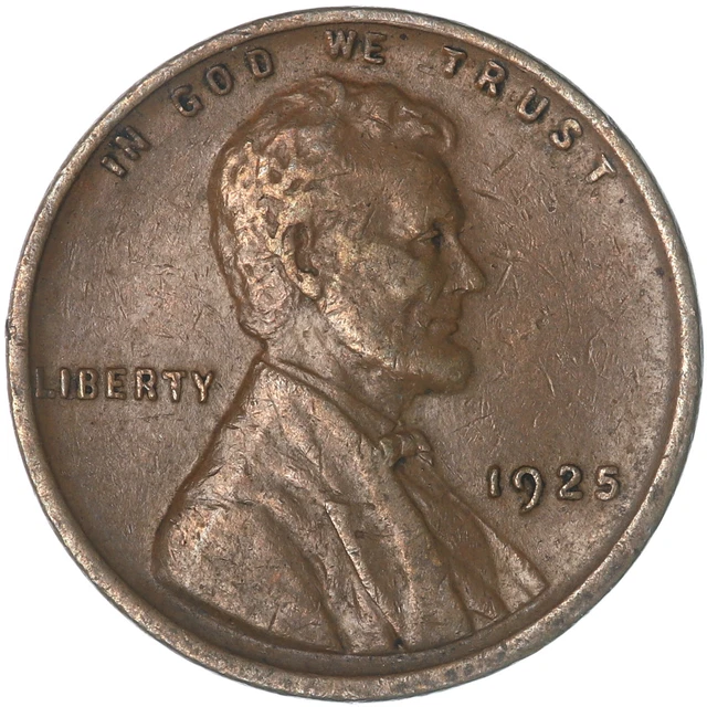 1925 Lincoln Wheat Cent Very Fine Penny VF