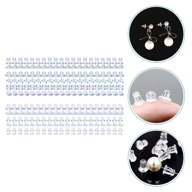 Pendientes traseros de gel de sílice piezas de pendientes de goma transparente