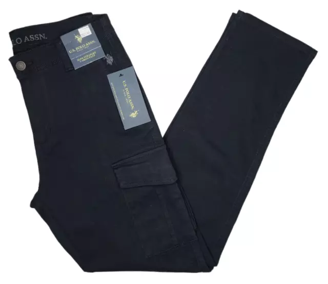 U.S. Polo Assn. #11494 NEW Men's Black Stretch Slim Straight Cargo Pants