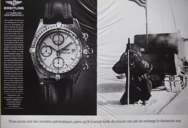 Publicité Presse 1990 Montre Breitling Automatique - Le Temps Des Professionnels