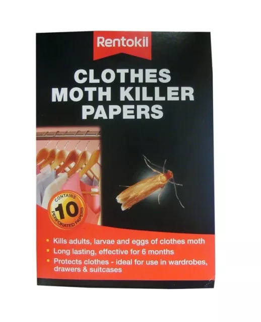 Rentokil Clothes Moth Killer Papers 10 Strips Pack Kills adults, Larvae And Eggs