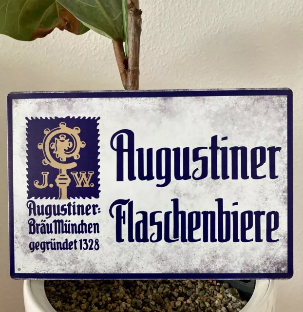 Blechschild Augustiner Bräu Bar Werkstatt Kneipe Bier Schnaps Wein Retro Deko