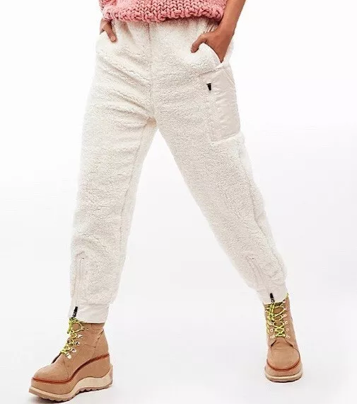 NEW Free People Movement Sherpa Fleece Joggers Size Medium Ivory Pants Z455-7