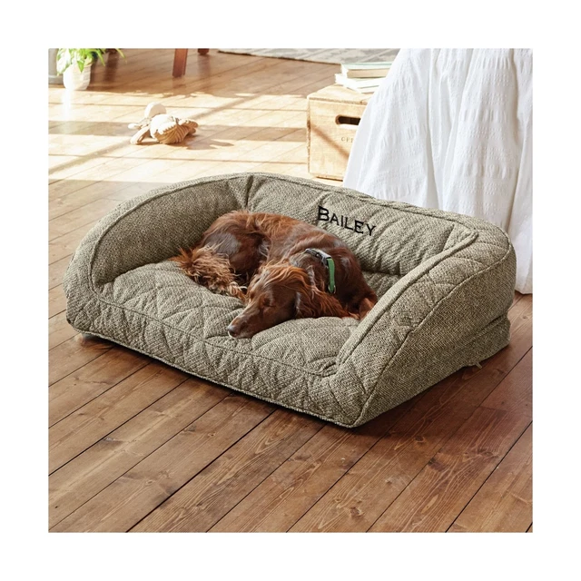 Orvis ComfortFill-Eco Bolster Dog Bed - Plush Rectangular Dog Beds with Three...