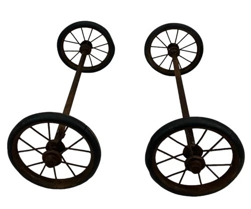 4 Baby Buggy Wheels, Pedal Car, Garden Cart Pumpkin Wagon, Vintage Axel Spoke, A