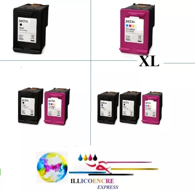 Cartucce di Inchiostro Compatibili HP302 HP 302 L Nero/Colori Deskjet Officejet