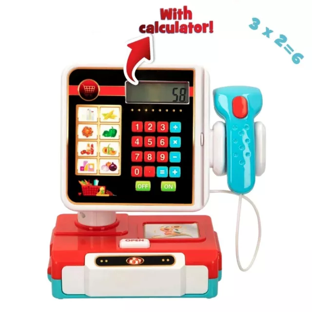 Cash Register Toy Kids Simulation Sounds Pretend Play Shopping Till Cash Scanner