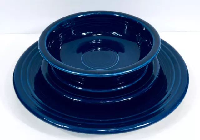 4 Fiesta Ware Cobalt Blue Dishes Soup/Cereal Bowl, Saucer, Dinner & Salad Plate