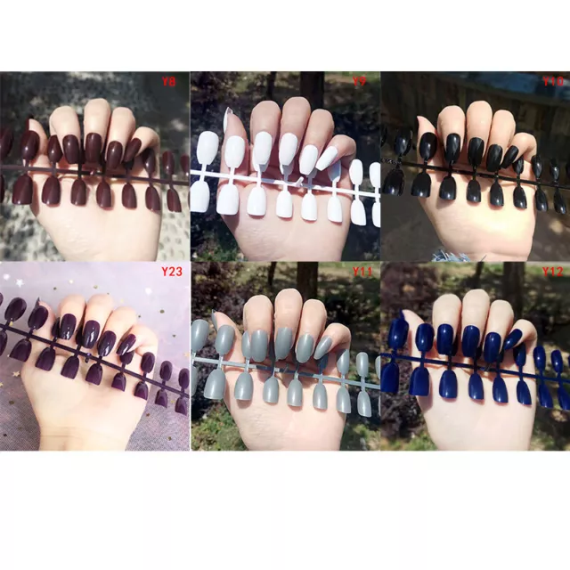 24Pcs Fashion False  Nails Acrylic Gel Full French Fake Nails Art Tips TF-tz