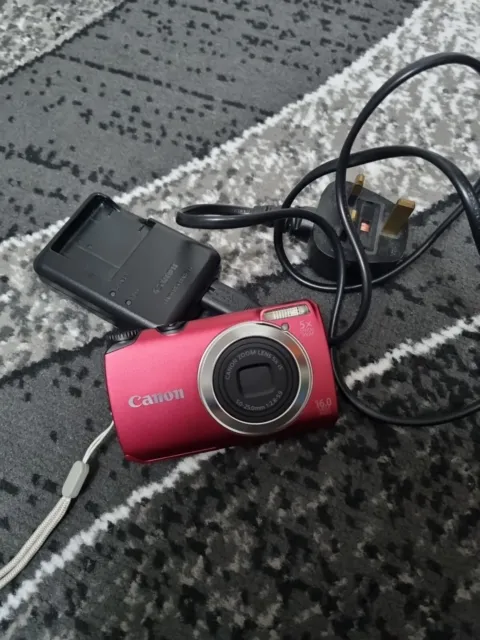 Canon PowerShot A3300 IS 16.0MP Compact Digital Camera Red Tested