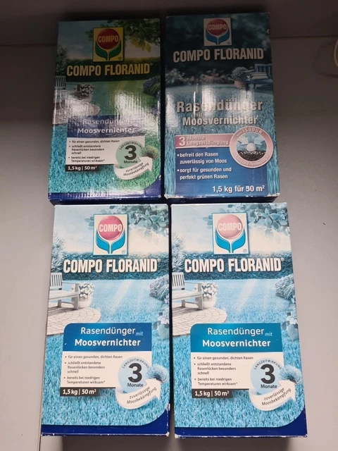 COMPO 1340122004 RASENDÜNGER mit Moosvernichter 4x 1,5 kg(Dünger) EUR